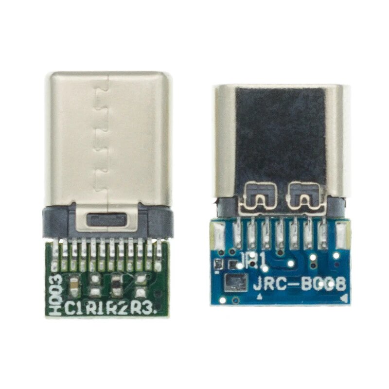 10 штук в наборе USB 3,1 Тип C разъем 24 штифтов мужской/муфтовый стыковочный переводник адаптер розеток для паяльный провод и кабель 24 шпильки Поддержка печатной платы, TYPE-C 5set