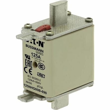 Предохранитель BUSSMANN 125NHG00B с характеристикой gG, 125 А, 500 В AC, NH00, 1 шт