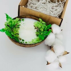 Арома свеча в кокосе для релакса "Аромат хлопок"