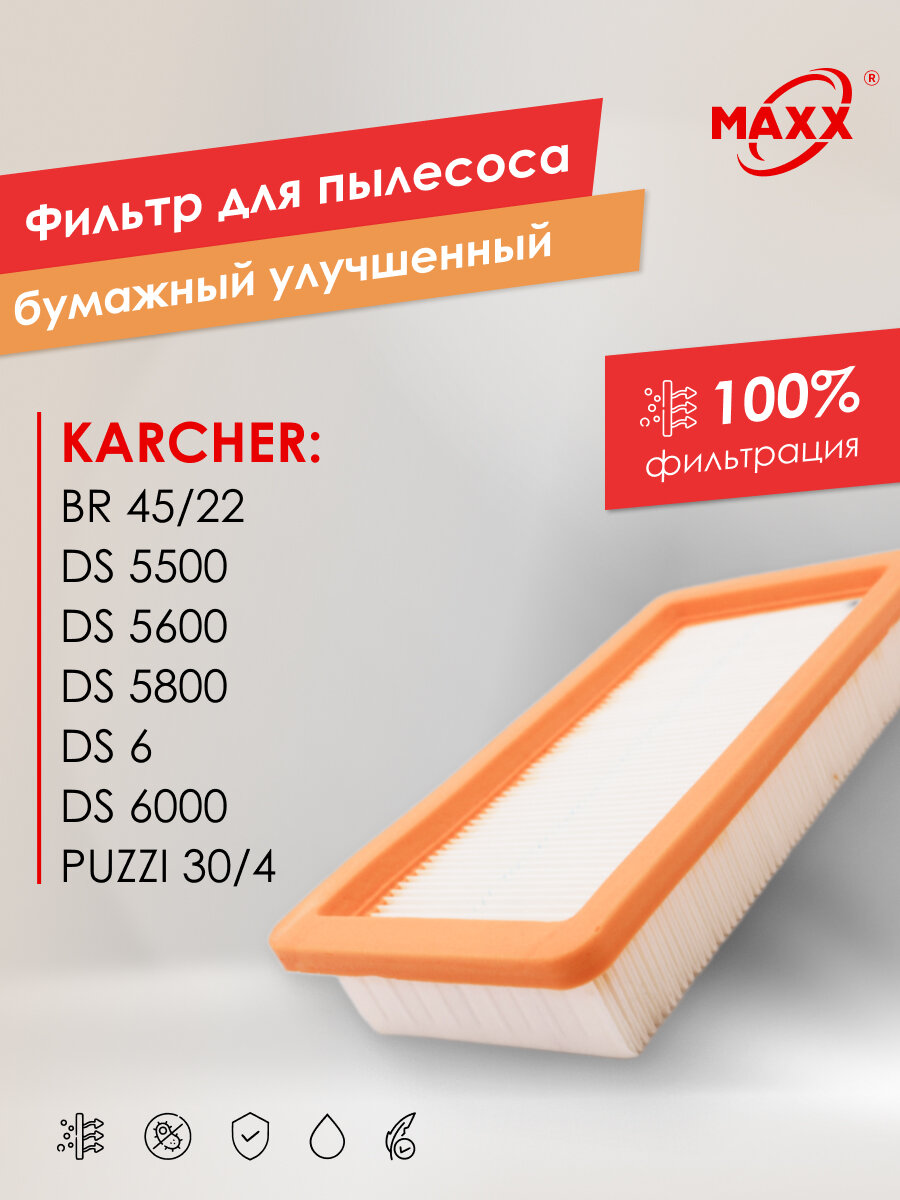 HEPA-фильтр PRO бумажный для Karcher DS 6 5500 5600 5800 6.000 BR 45/22 C PUZZI 30/4 (6.414-631.0 2.860-273.0)