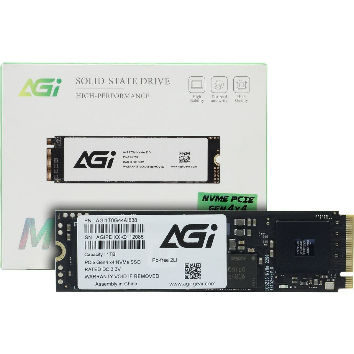 Жесткий диск SSD AGI 1000Gb M.2 2280 PCI Express [AGI1T0G44AI838] - фото №1