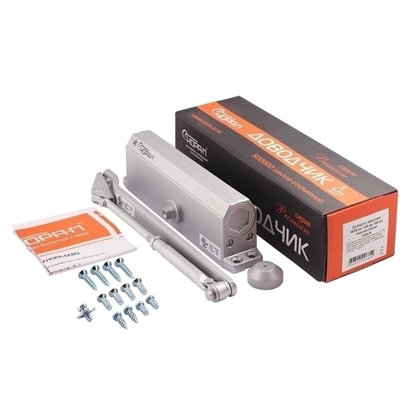 Доводчик дверной уличный Нора-М 5S (морозостойкий для тяжелых дверей 120-160кг) - Серый — фото 1