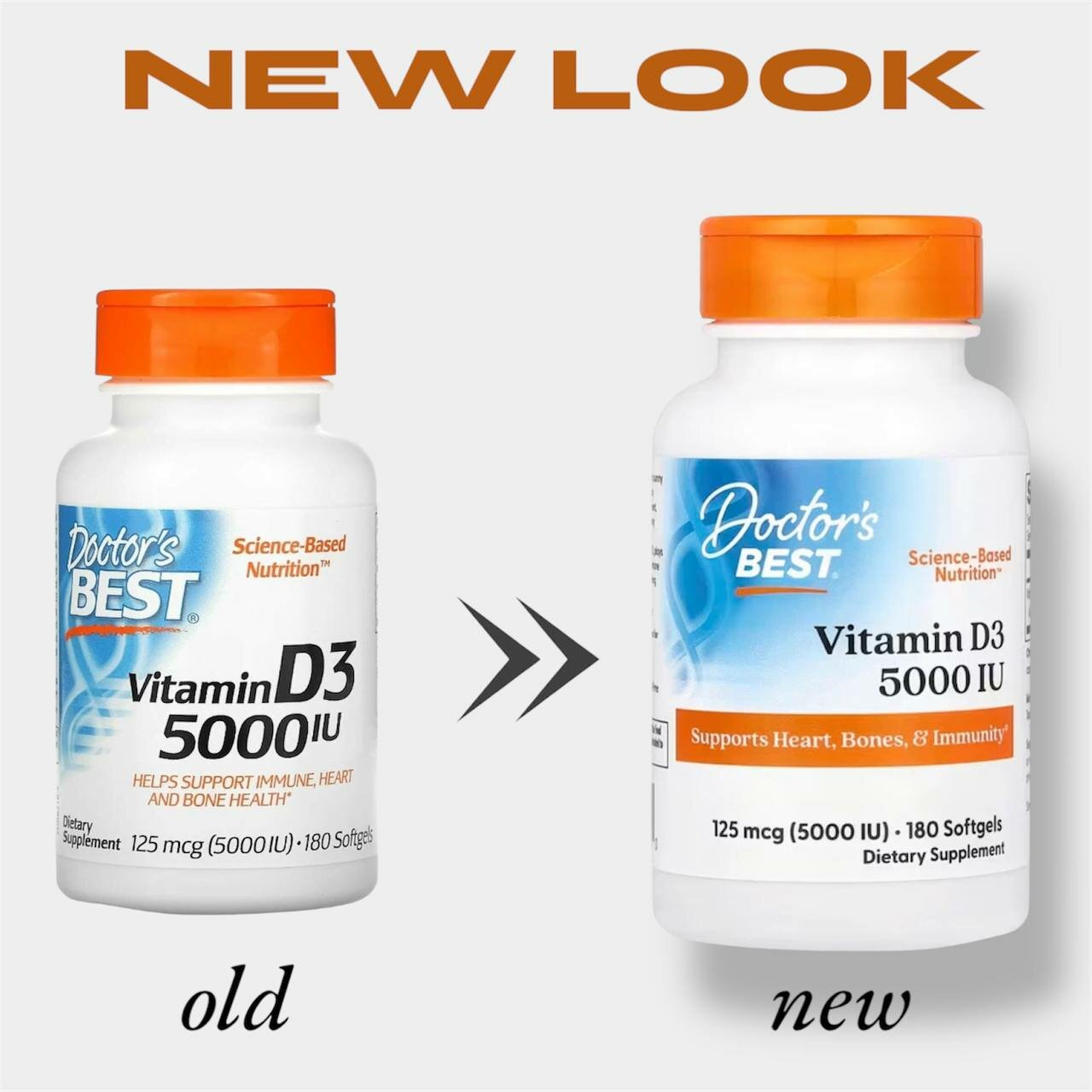 Doctor's Best, витамин D3, 125 мкг (5 000 МЕ), 180 капсул