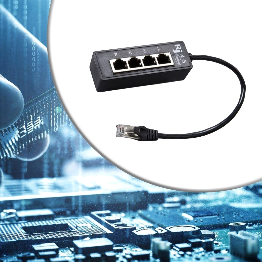 4-портовый сетевой адаптер-разветвитель RJ45 для подключения нескольких устройств — фото 1