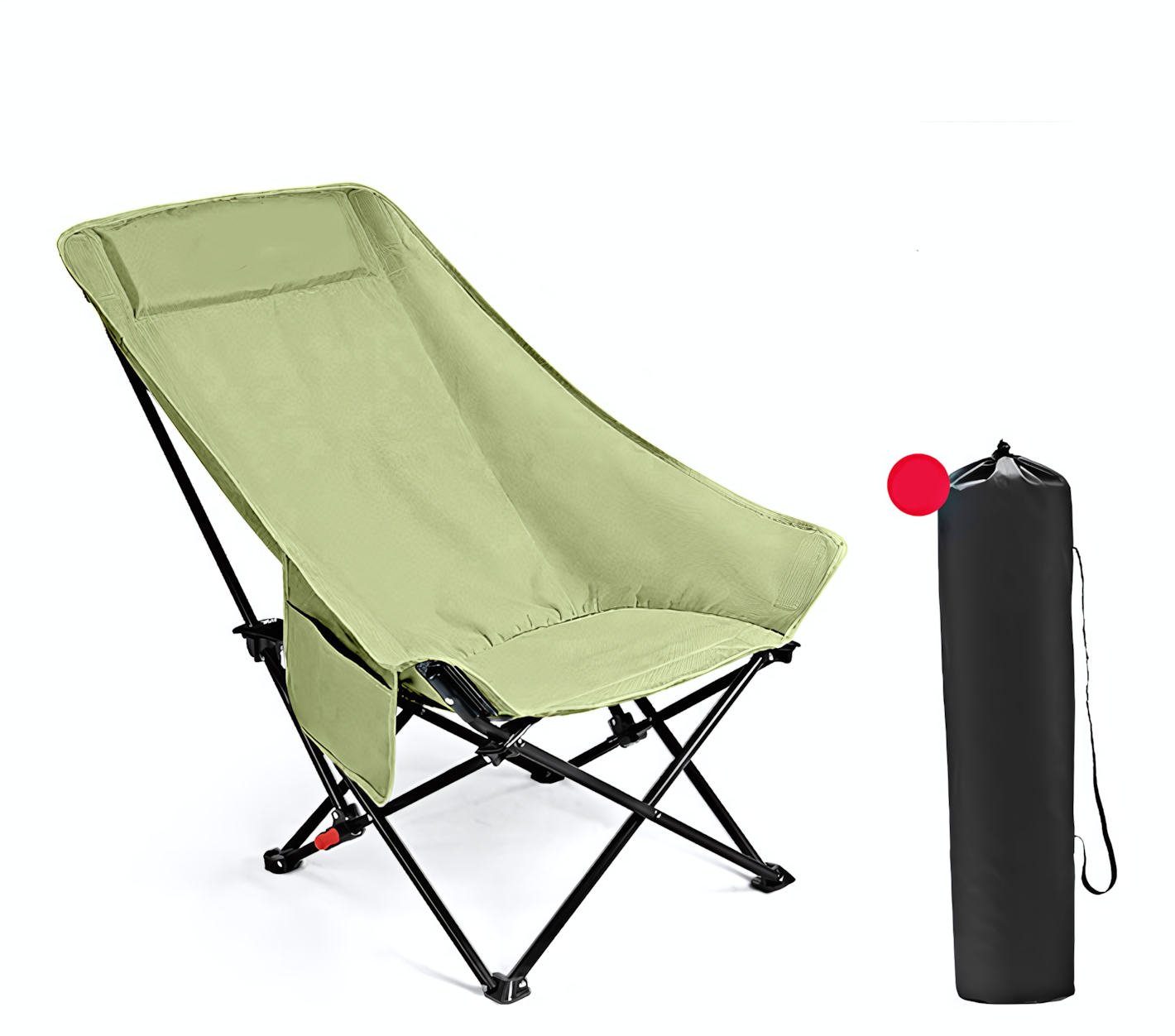 Стул складной с высокой регулируемой спинкой 67х46х70 см с сумкой для хранения зеленый