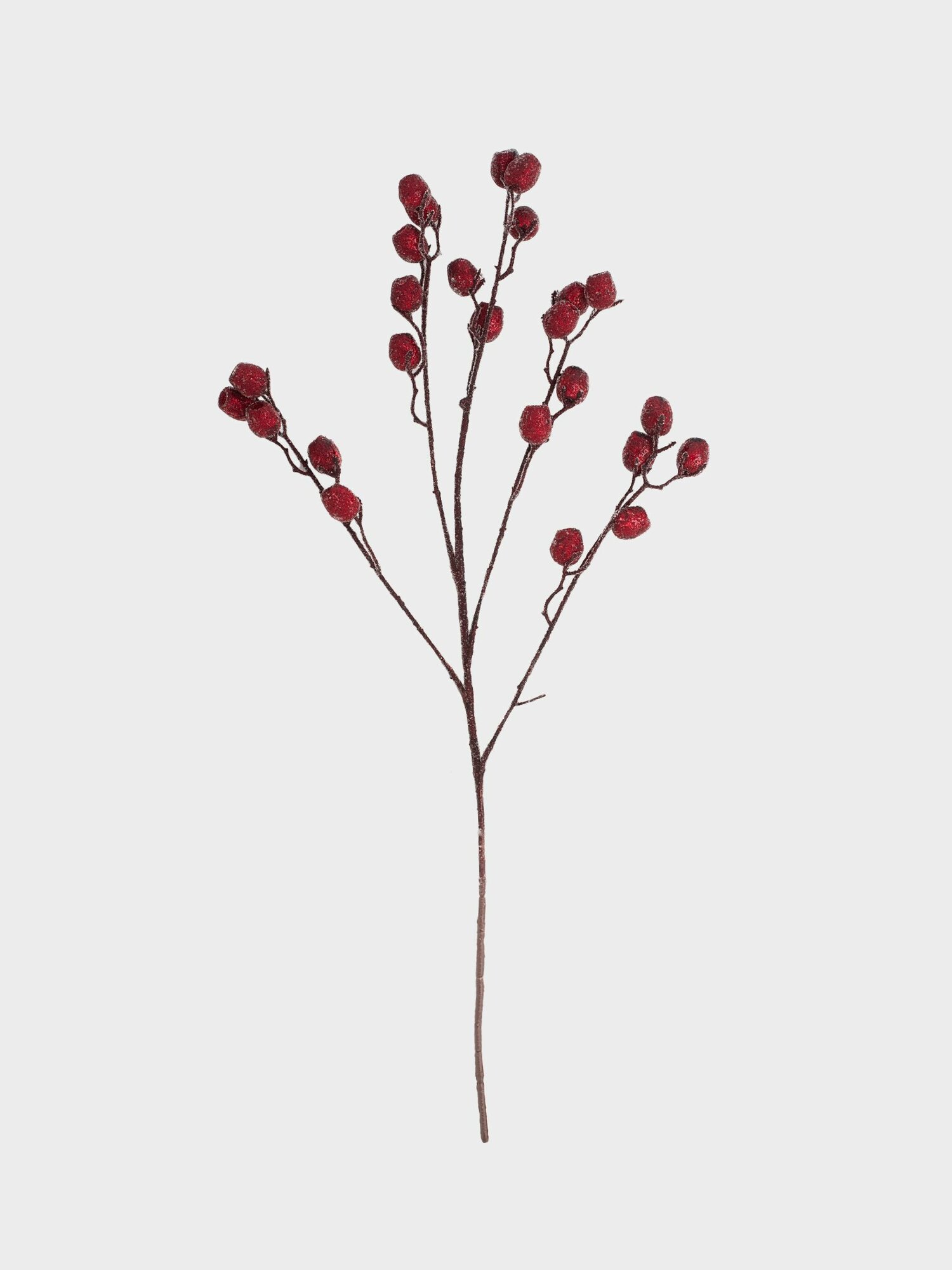 Ветка декоративная 70 см пенопласт Красные ягоды Red berry