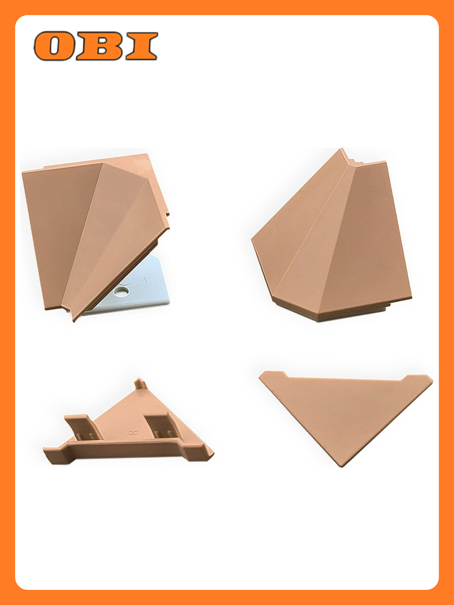 Комплект заглушек для плинтуса пластик матовый коричневый 4 шт