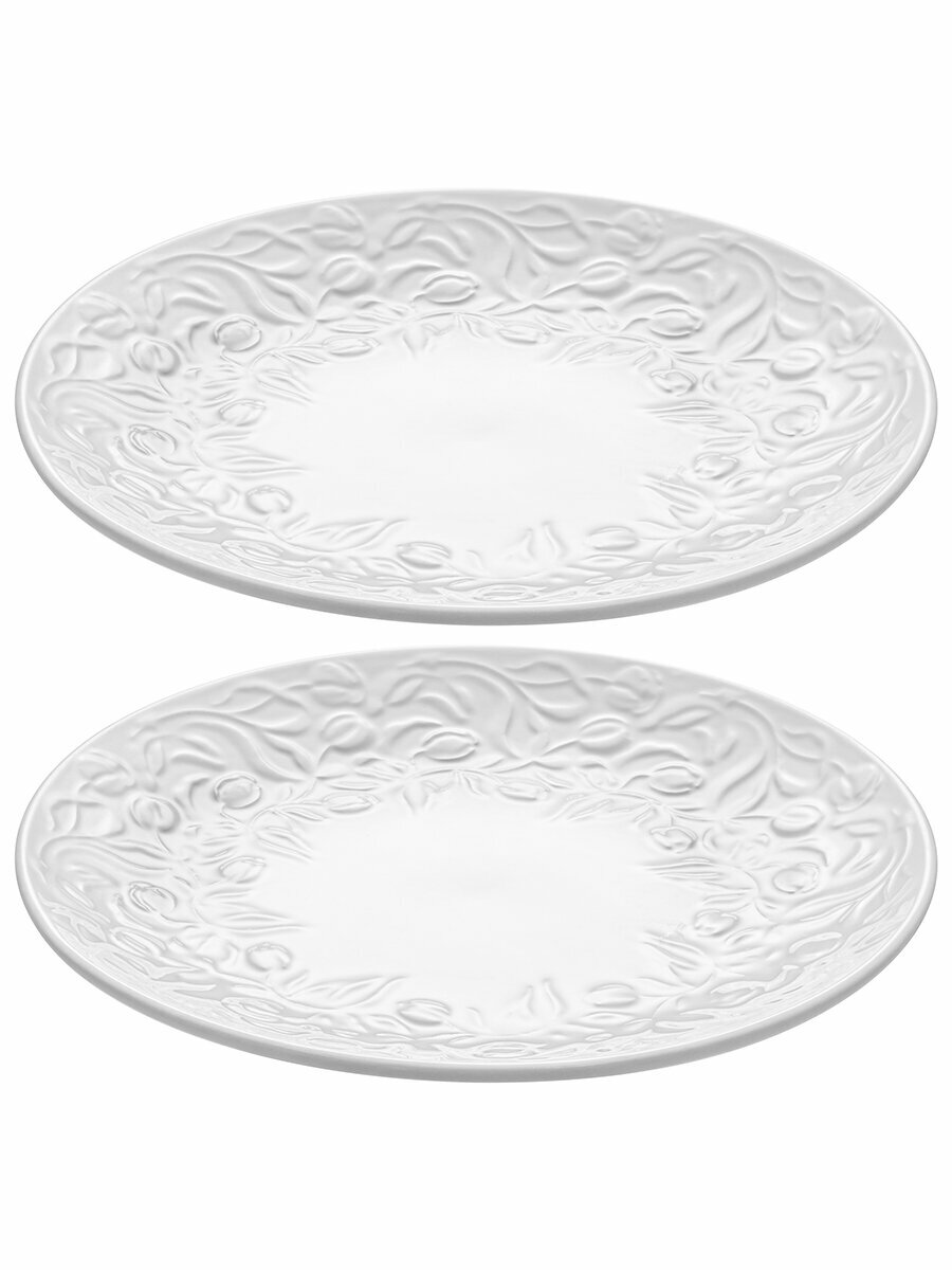 Набор тарелок 2 предмета 17,5х17,5х2 см Elan Gallery Тюльпаны, фарфор — фото 1