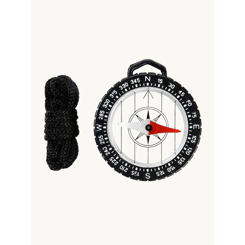 Компас на шею, цвет черный, длинная прочная воревочка в комплекте
