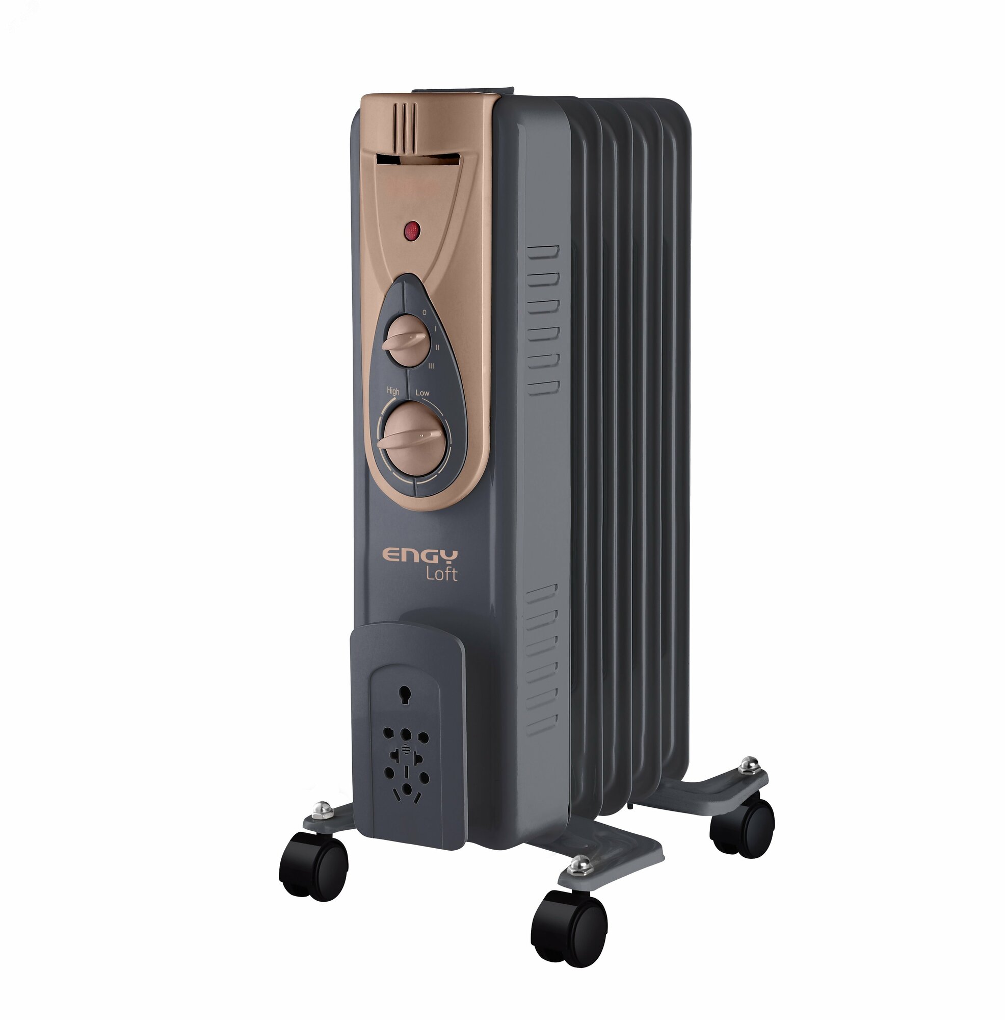 Масляный обогреватель Engy EN-2405 1 секция 10м² термостат колеса черный