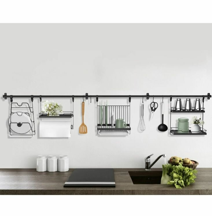 Полка для рейлинга KITRO 2-ярусная черная — фото 1