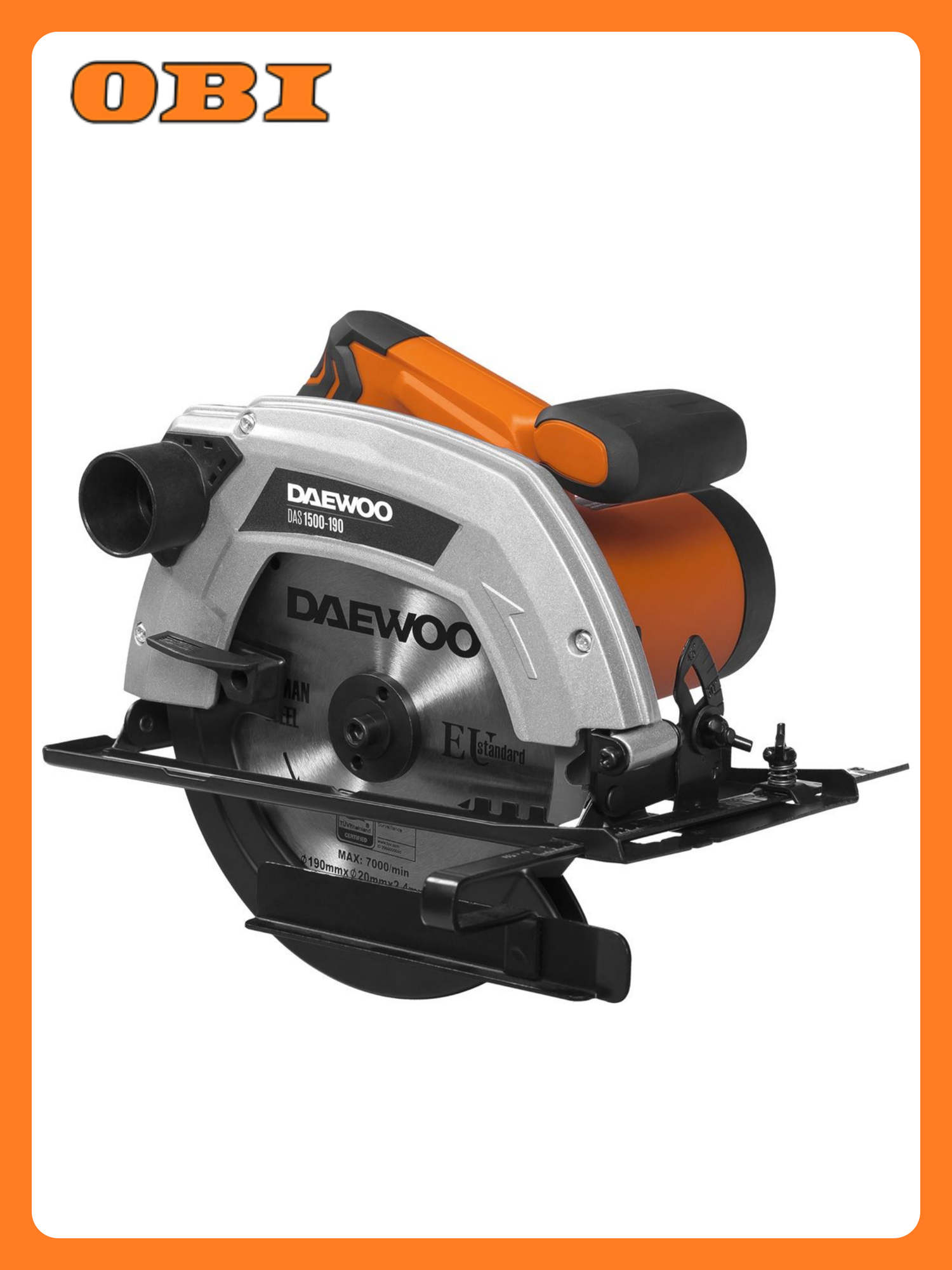 Дисковая пила DAEWOO DAS 1500-190 пила с пылесосом 190мм 1500Вт 4800об/мин