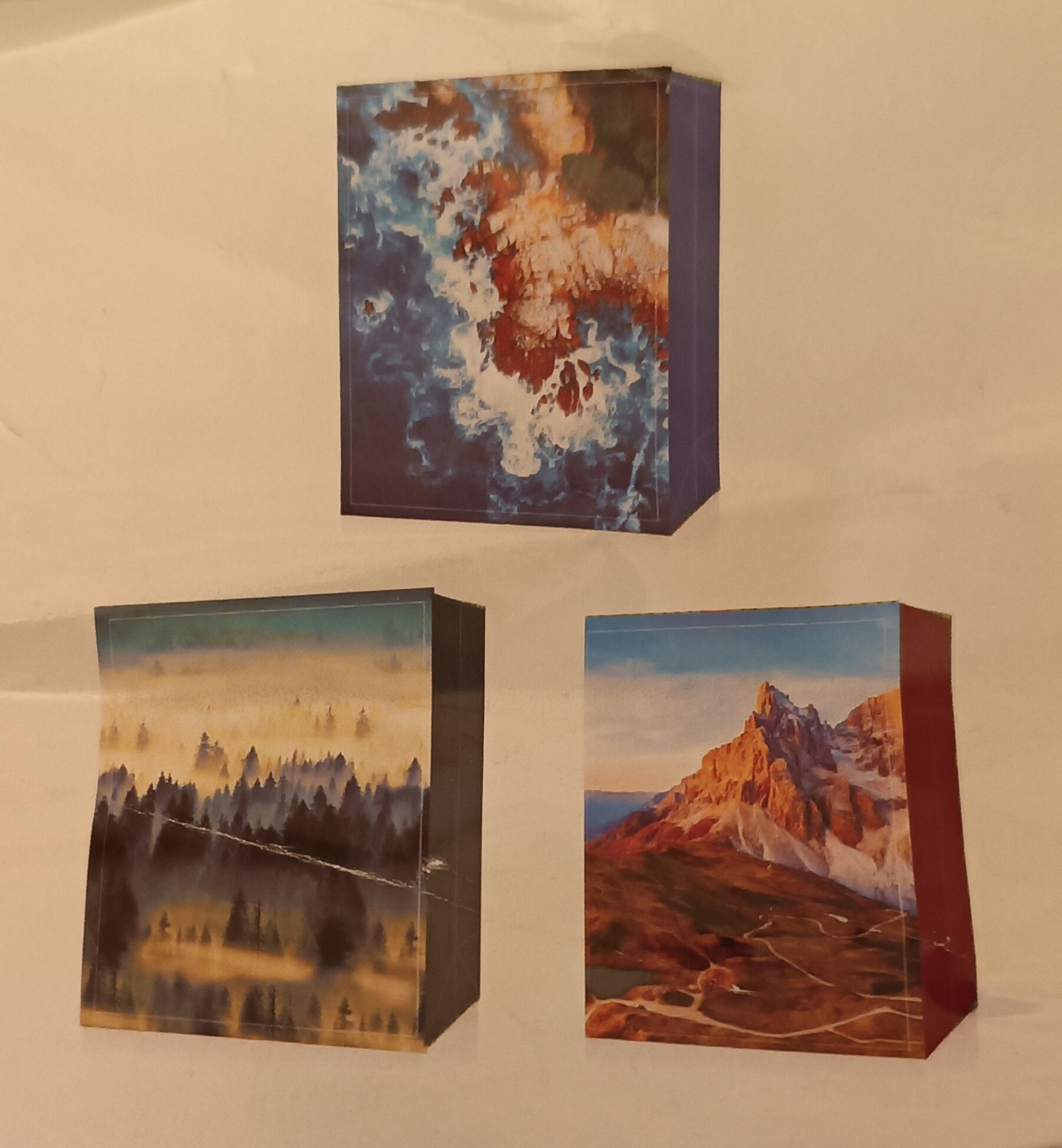 Пакет подарочный природа 31*22*10 см , ламинированный матовый, микс, в наборе 3 штуки