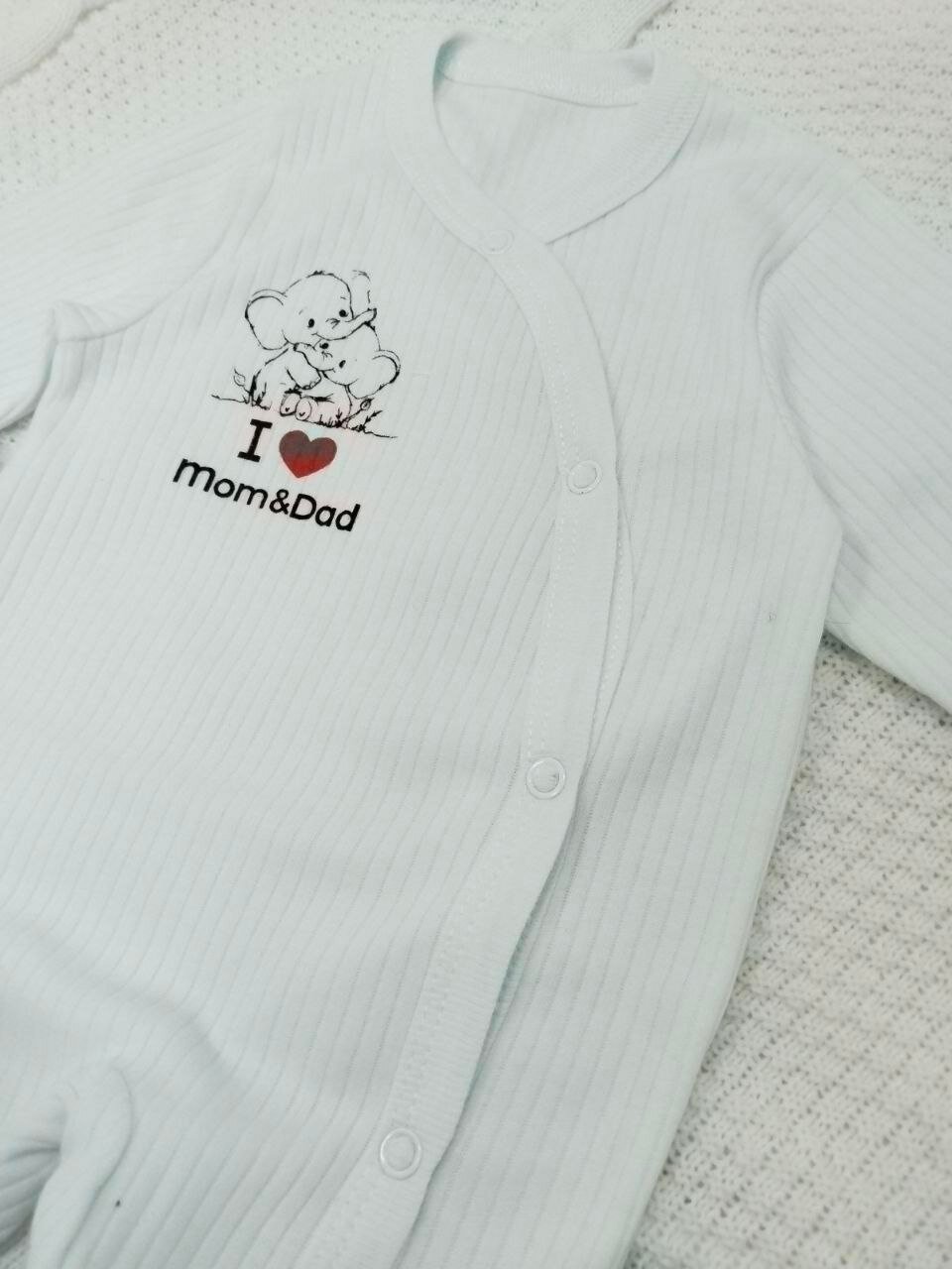 Комбинезон  1, закрытая стопа, размер 0-2 мес, ментоловый — фото 1