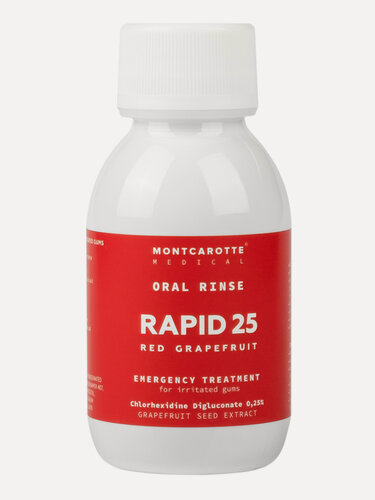 Изображение товара Антибактериальный Ополаскиватель для полости рта Монткаротт рапид 25 со вкусом грейпфрута MontCarotte, 100 мл