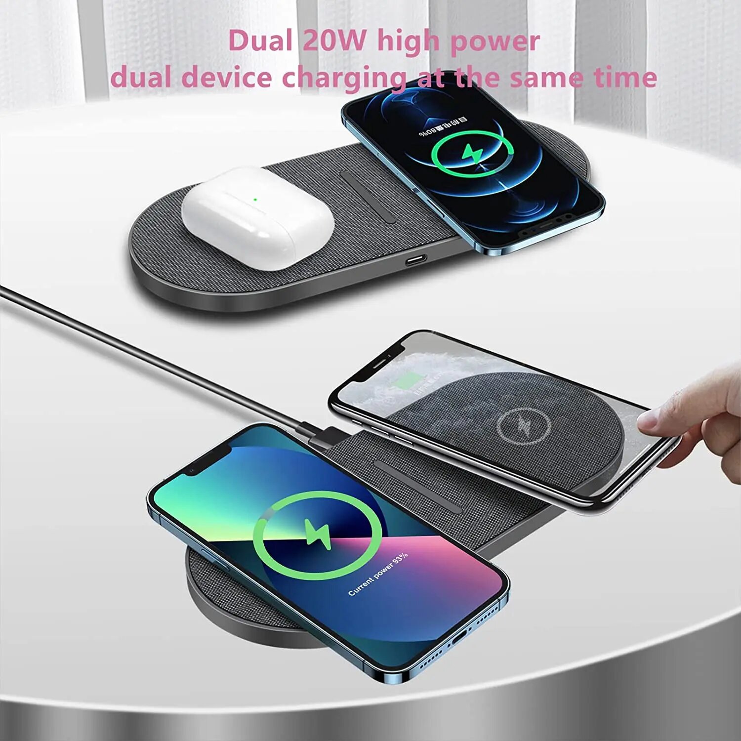 Беспроводная зарядная станция 2 в 1, 40 Вт для iPhone 16 15 14 13 12 11 XS Airpods 3 Pro, 20 Вт, быстрое двойное зарядное устройство для Samsung S23 S24, Double 15W — фото 1