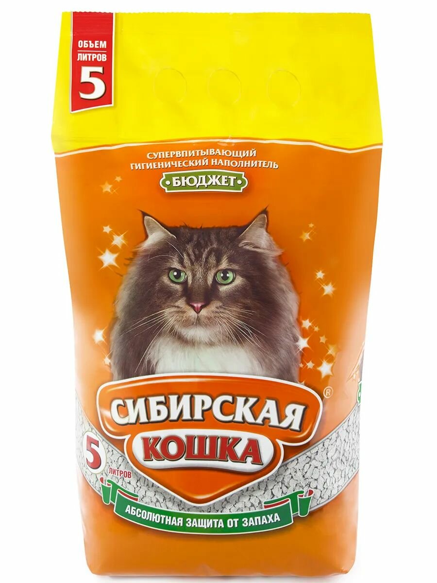 Наполнитель сибирская кошка Бюджет  впитывающий  5 л