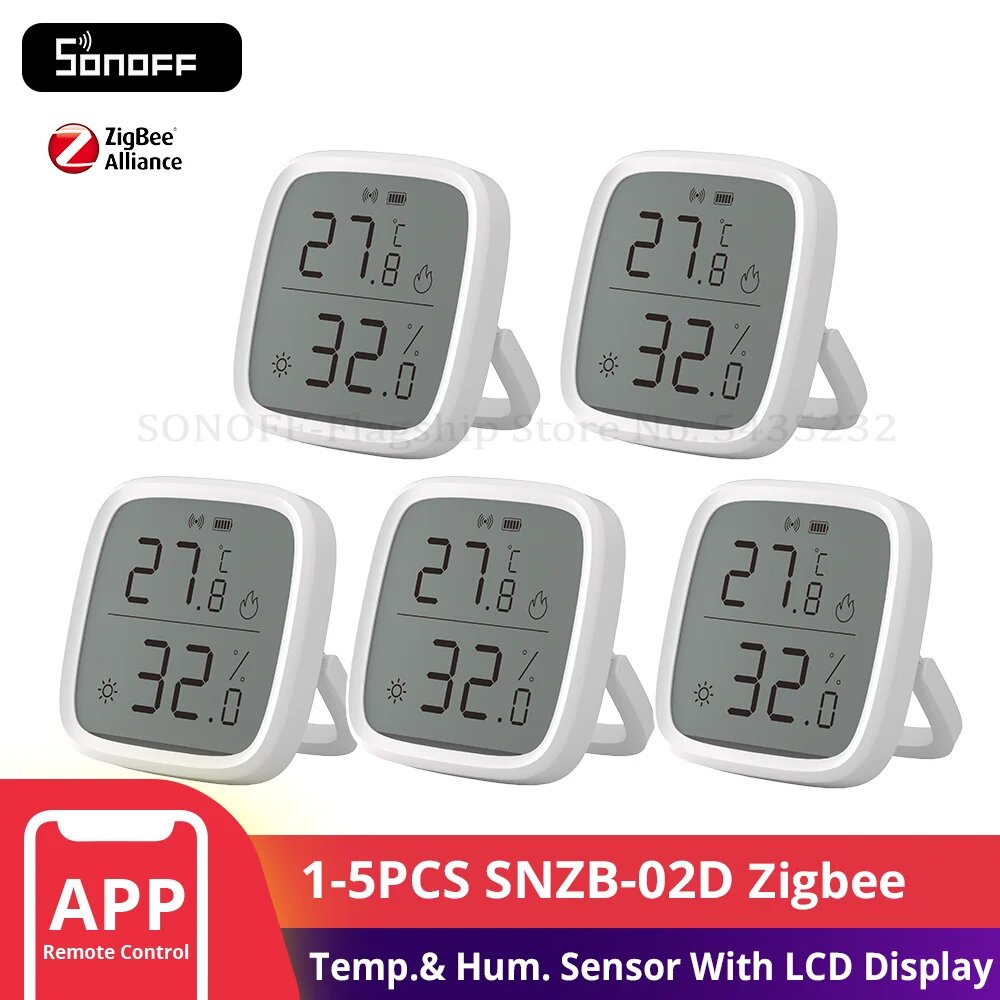 SONOFF SNZB-02D, 3шт, белый датчик температуры и влажности