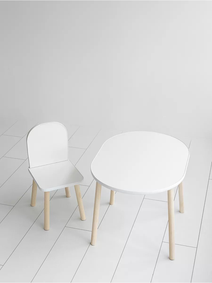 Картинки Детский комплект стол и стул Мастерская Теремок "Классика", на ножках, белый шагрень, ЛДСП