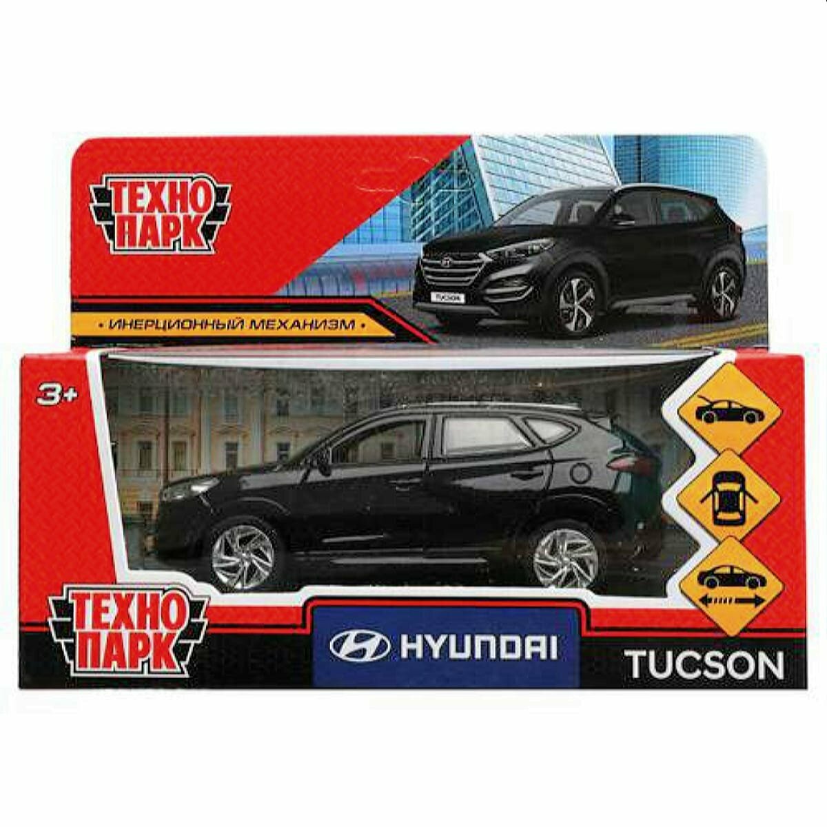 Модель Инерционная Технопарк HYUNDAI TUCSON (12см, металл, открываются двери, черная, в коробке) TUCSON-12-BK