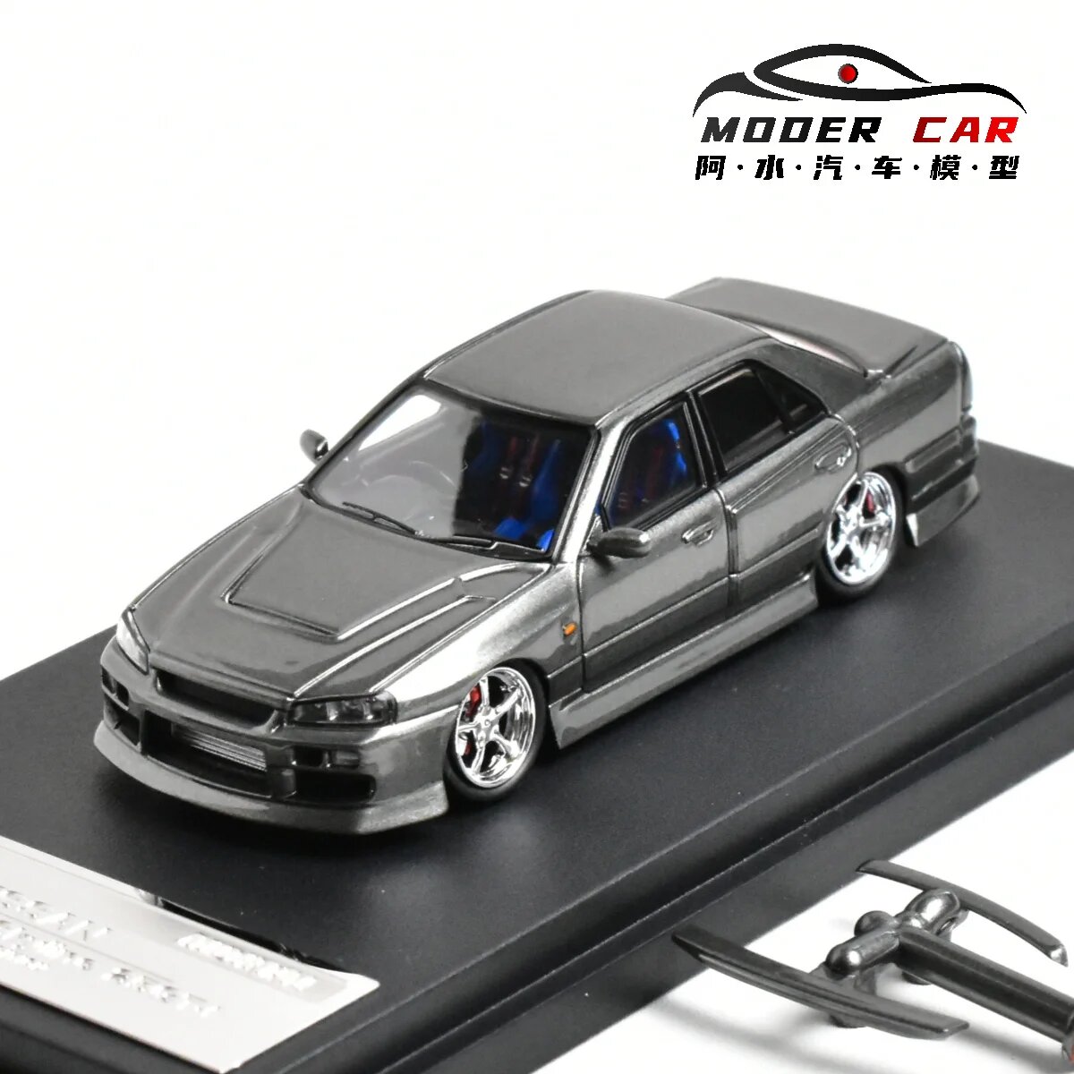 Модель автомобиля Mortal 1:64 GTR ER34 25GT-t, grey green