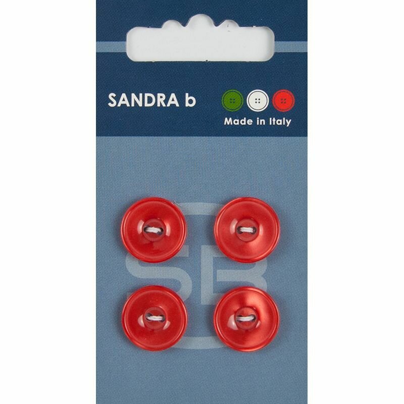 Пуговицы SANDRA Красные  15 мм  4 шт