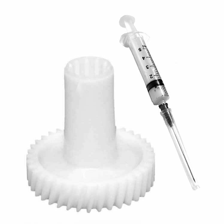 Шестерня мясорубки под шнек подходит для Bosch ZELMER Сатурн (D 81/34.5/31 H79/18.5 отв. 6.7mm зуб. 38косой) зам. 793638un + Смазка для пищевого оборудования в шприце (1 ml)