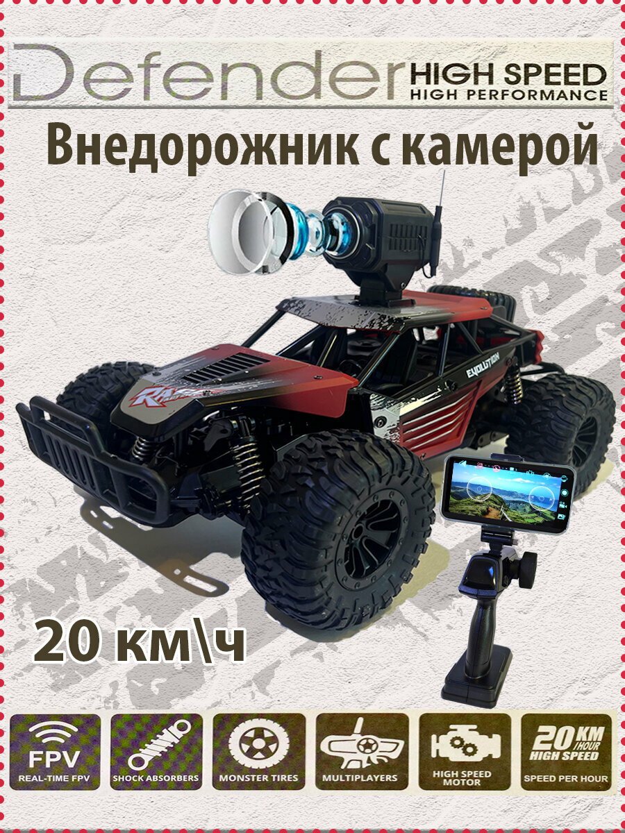 Машинка на пульте управления с камерой FPV Wi-Fi, цвет, красный