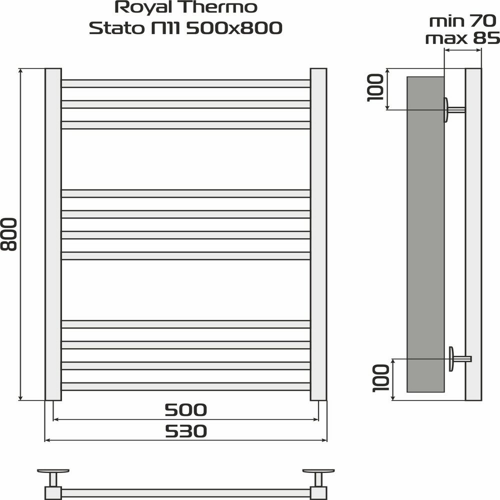 Полотенцесушитель Royal Thermo Statо П11 500х800 — фото 1