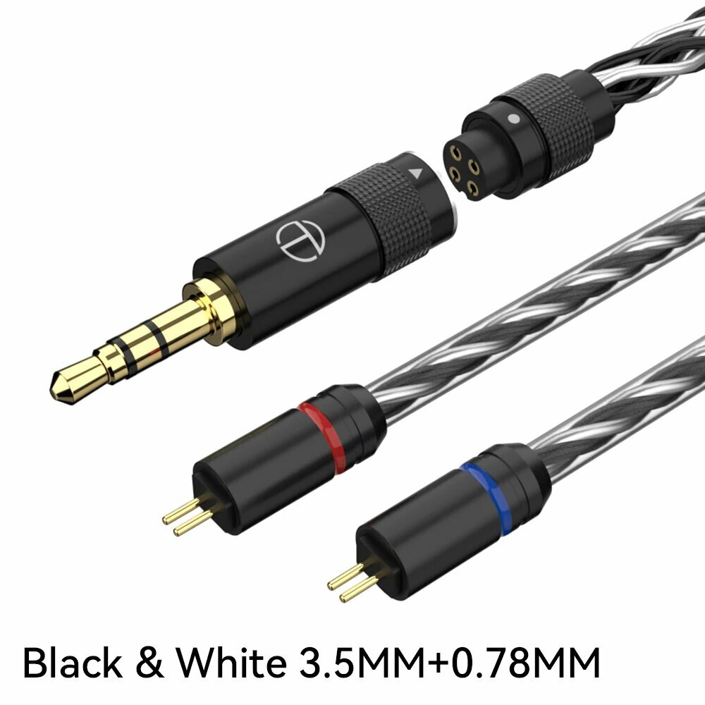 TRN T6 Pro 16-жильный посеребренный OCC медный Litz MMCX/2-контактный разъем Модернизированный кабель для наушников кабель для TRN Kirin ZS10 EMA V90, 3.5BlackWhite 0.78