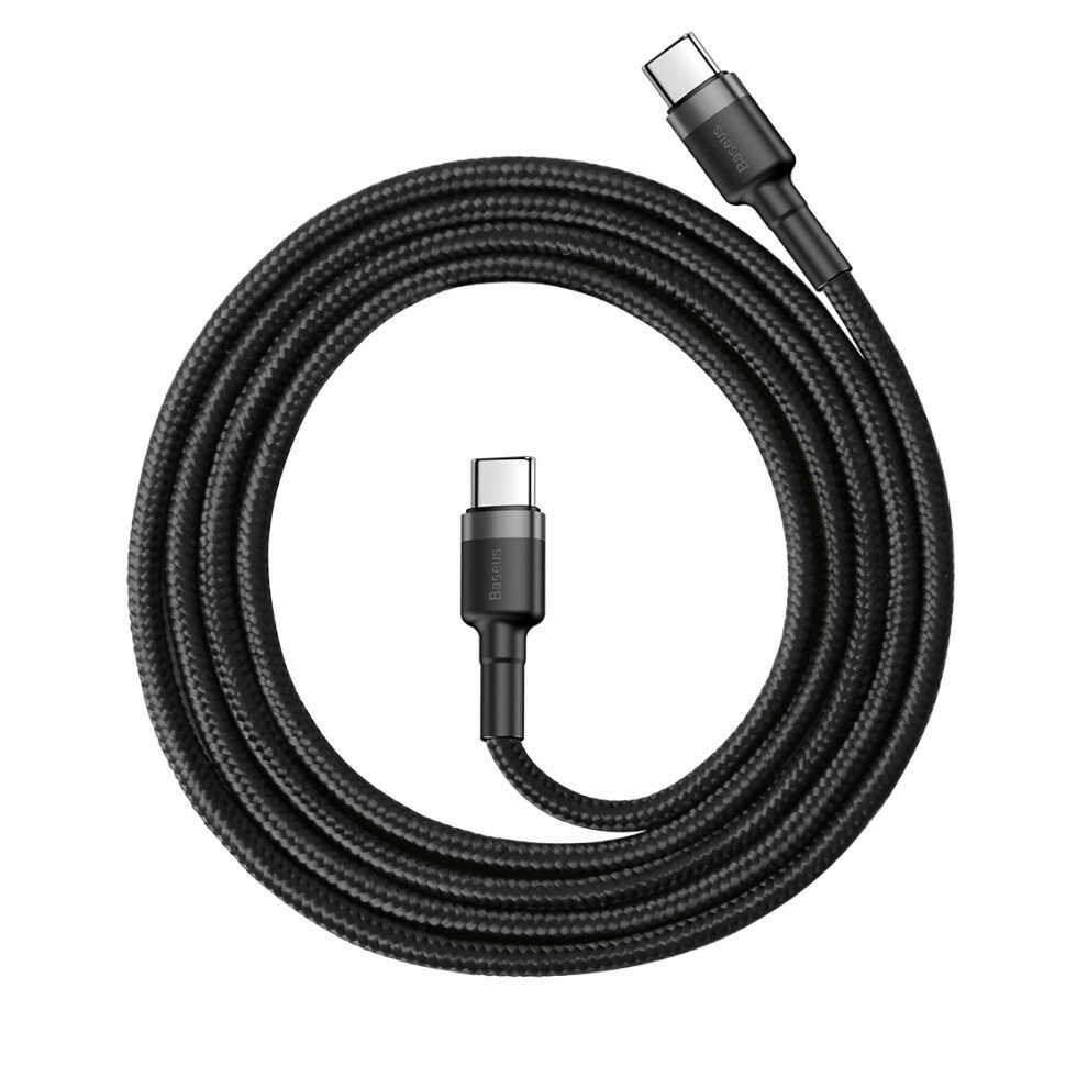 Кабель Baseus Type C - Type C, 3A, 1 метр Cafule Series (Black) — фото 1