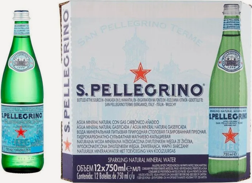 Изображение товара S. Pellegrino газ 0,75л./12шт. Стекло С. Пеллегрино вода минеральная газированная
