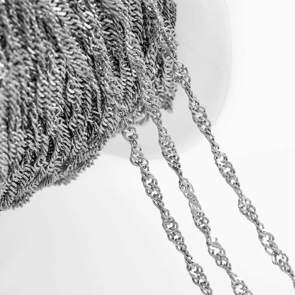Круглая цепочка из нержавеющей стали 1 метр 1meter, 2mm-Steel Color