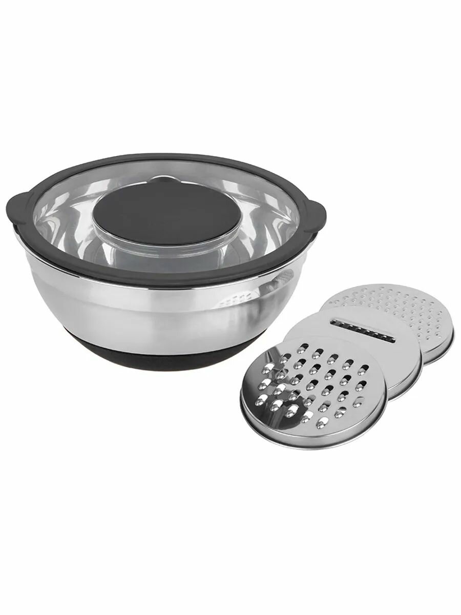 Миска 45 л AMARENA из нерж стали с крышкой-тёркой (3 тёрки)