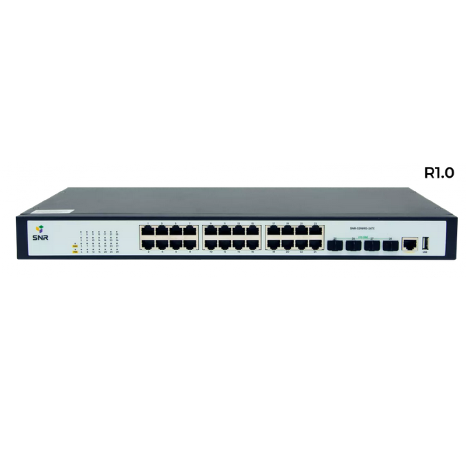 Коммутатор Управляемый коммутатор уровня 2, 24 порта 10/100/1000Base-T, 4 порта 1/10G SFP+ (SNR-S2989G-24TX) - фото №1