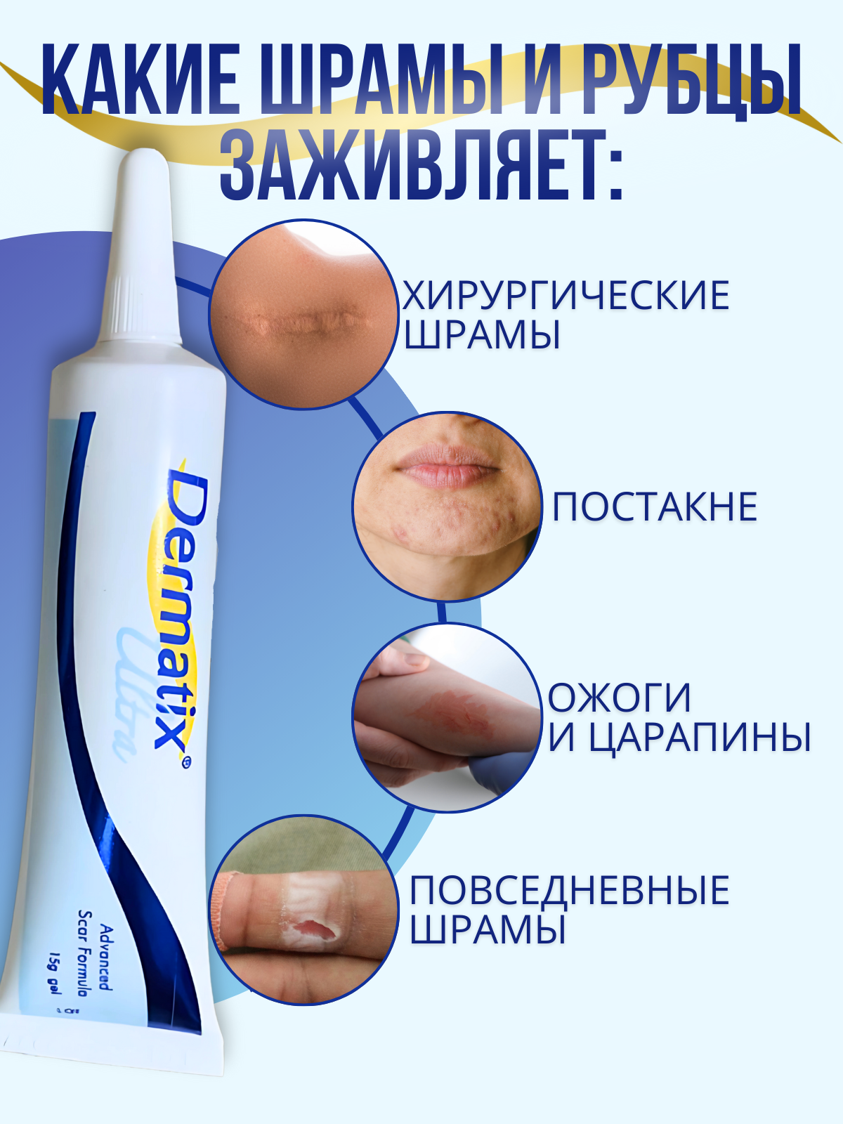 Картинки Dermatix гель от шрамов и рубцов для всех типов кожи 15 грамм