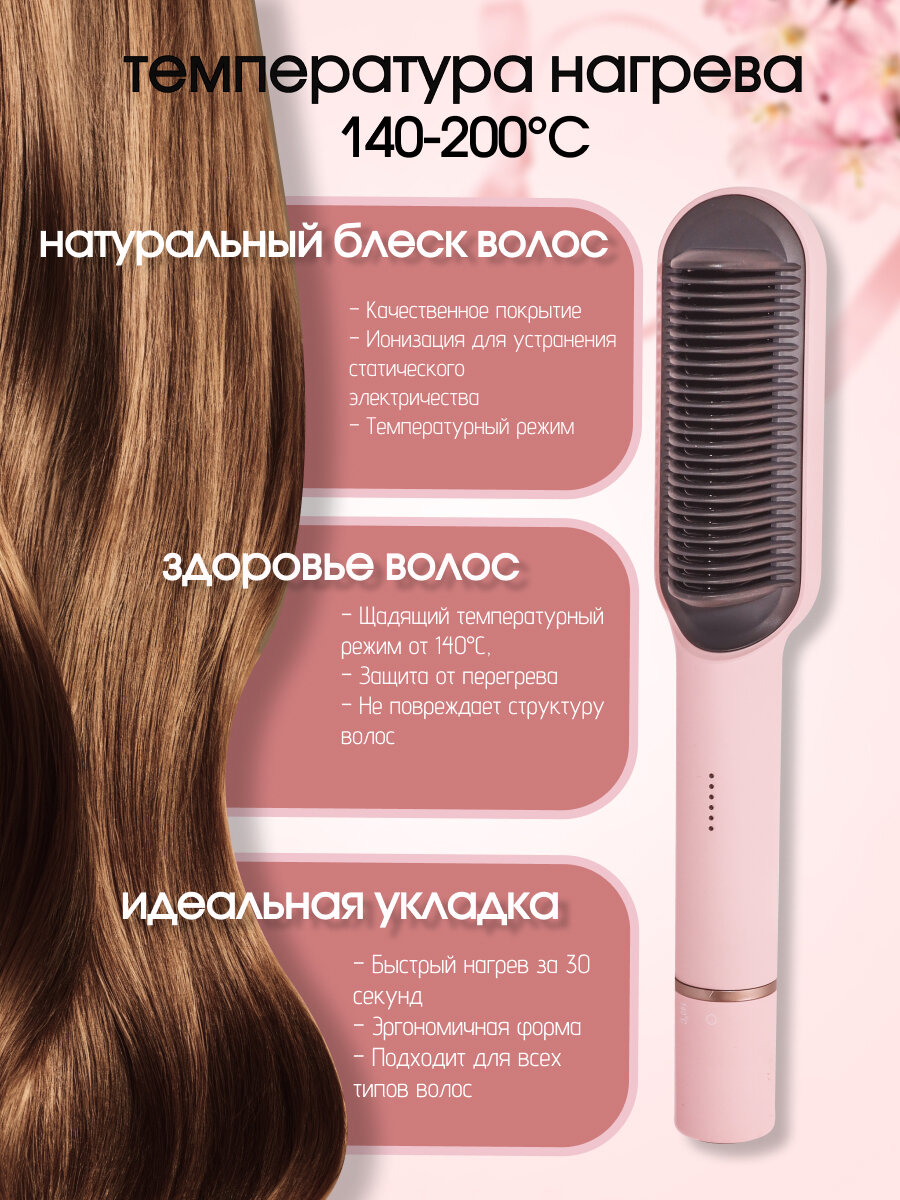 Профессиональный выпрямитель для волос/Расческа, стайлер-утюжок для выпрямления локонов