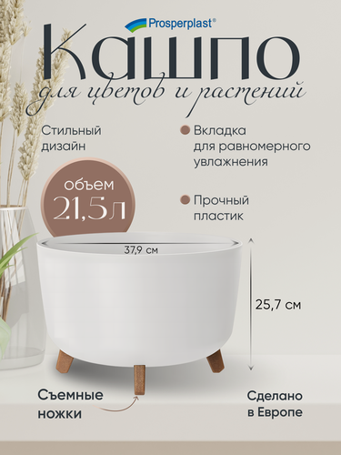 Изображение товара Кашпо для цветов Prosperplast GRACIA LOW на ножках, 37.9х25,7 см, 21,5 л, белый