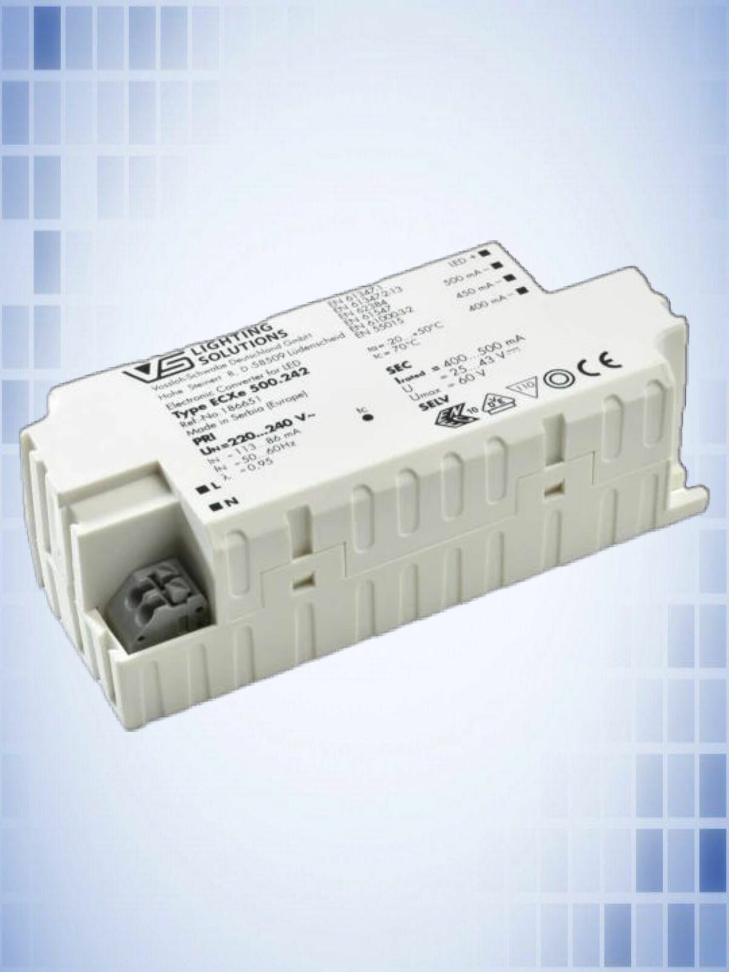 Компактный драйвер для светодиодных ламп Vossloh-Schwabe ECXe500.242 220-240V