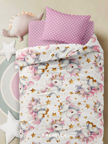 Изображение товара Детское постельное белье Василек юниор, Поплин, хлопок 100%, Единорог