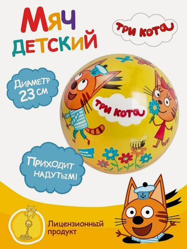 Изображение товара Мяч детский Три Кота, 23см ❗Приходит надутым, оранжевый, ПВХ, от бренда Dream Makers
