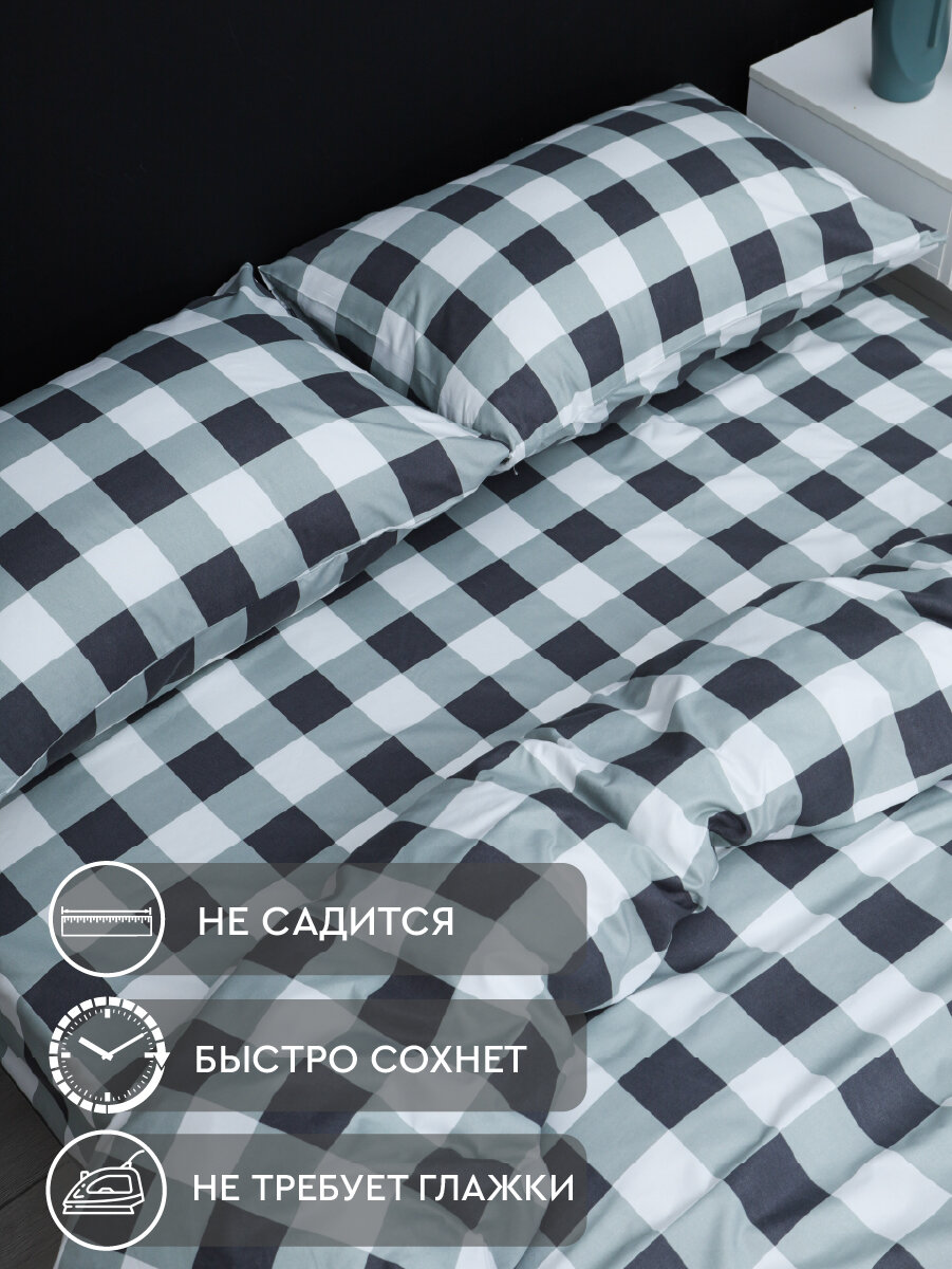 Постельное белье The Дом Евро, Полисатин, наволочки 50х70 см, Square — фото 1