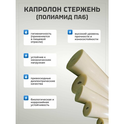 Капролон "Б" (полиамид ПА6) стержневой диаметр 60 мм, длина 200 мм