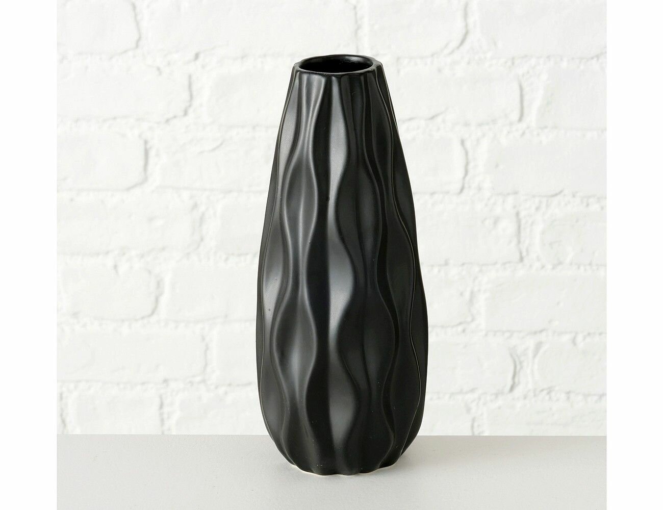 Керамическая ваза катраме крупные волны, черная, 25 см, Boltze 2024833-1