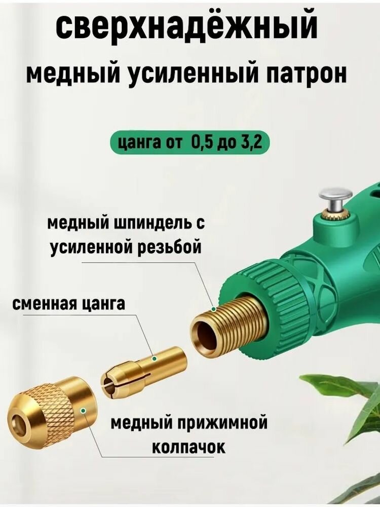 Мини-гравер, 12Вт от сети, 15000об/мин, в комплекте 24 предмета — фото 1