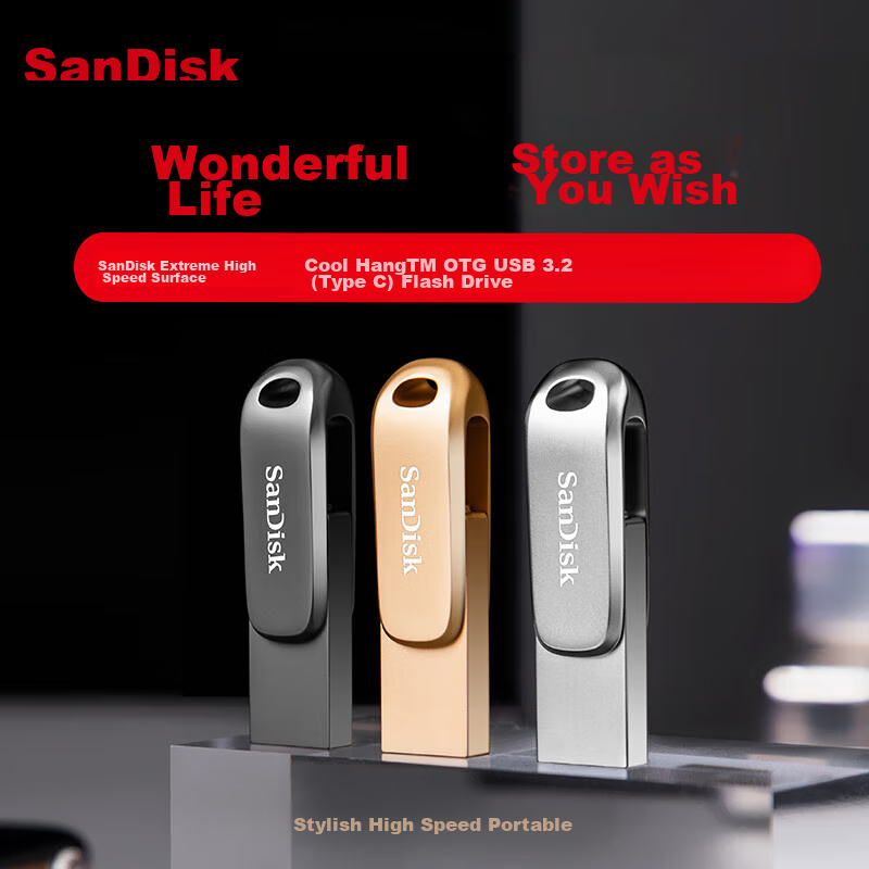 SanDisk 128GB Type-C USB3.2 Mobile Flash Drive, DDC4 Deep Space Gray, Read Speed 400MB/s, Automatic Backup, Dual Interface Flash Drive, Compatible with Phones, Laptops And Computers