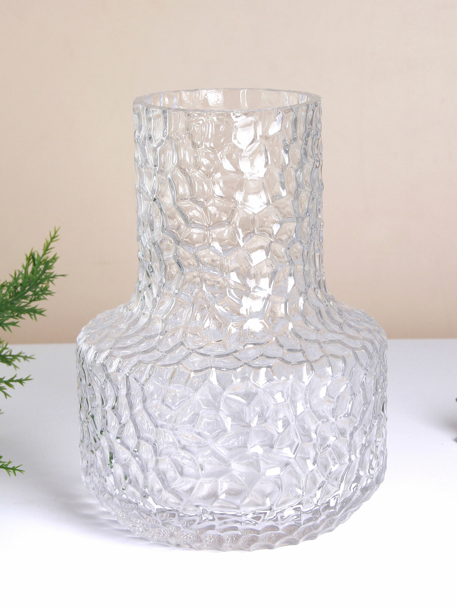 Ваза Кейт 22 см рельефная прозрачная