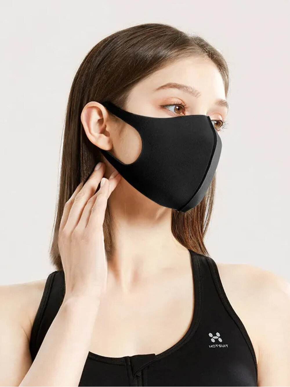Маски Медицинские Многоразовая анатомическая защитная маска для лица Fashion Mask неопреновая, черная (2 шт.)