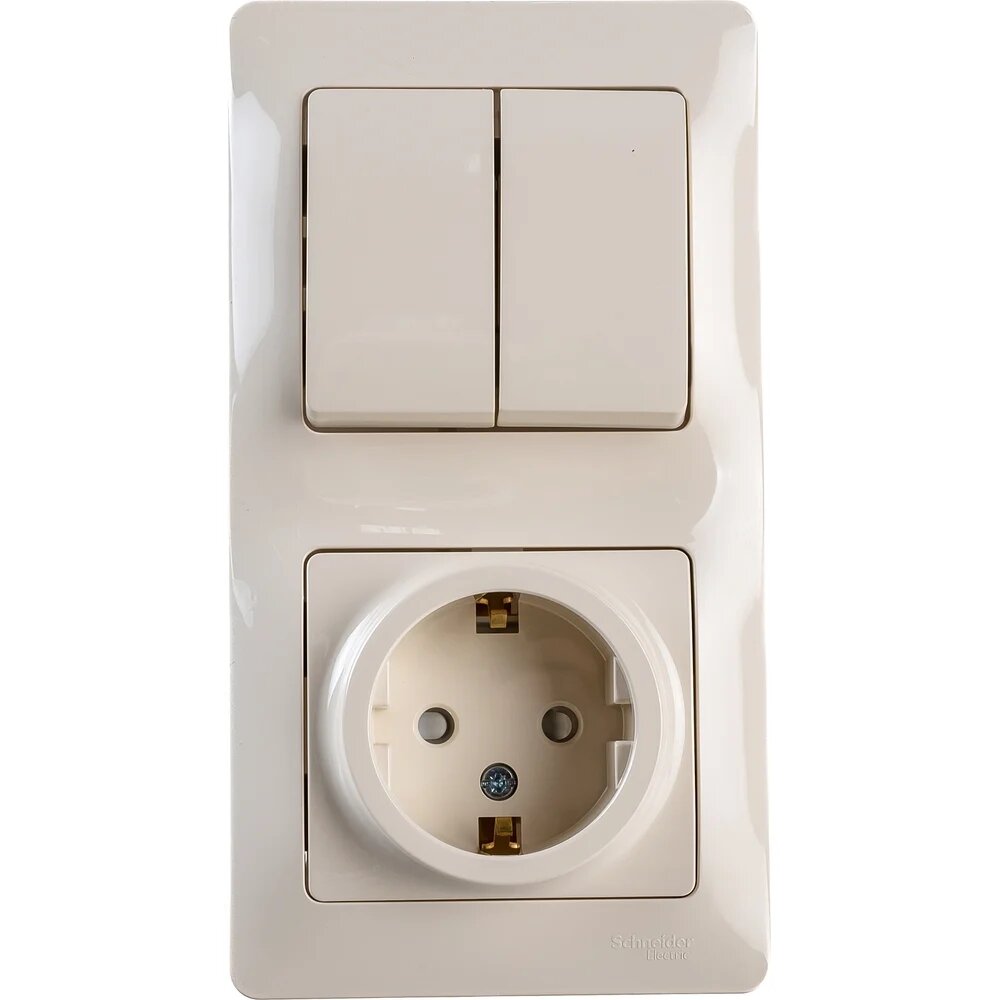 Systeme Electric ( Schneider Electric) Блок комбинированный GLOSSA розетка + выключатель 2-кл. бежевый GSL000274