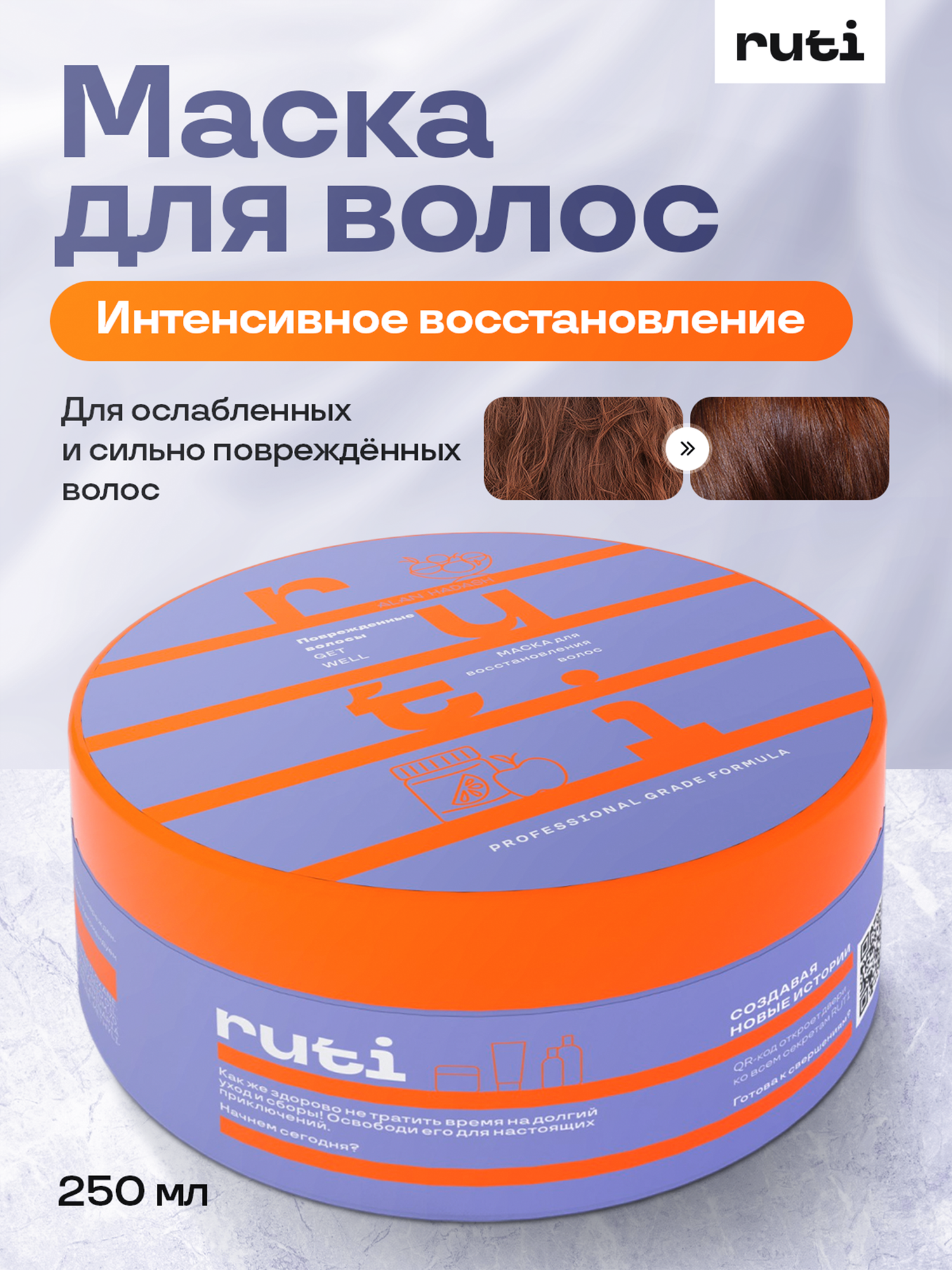 Маска для волос RUTI GET WELL восстанавливающая для поврежденных волос 250 мл